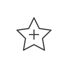 Add to favorites line icon, outline vector sign, linear style pictogram isolated on white. Star with plus symbol, logo illustration. Editable stroke