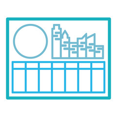 picture with factory building and sun icon over white background vector illustration