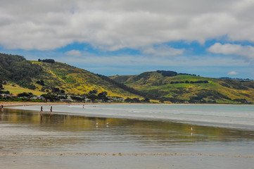 All shades of blue of the Pacific ocean.