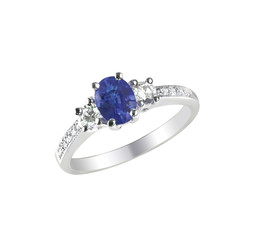 Beautiful sapphire and diamond wedding engagment ring gemstone center stone