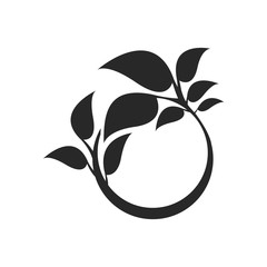 Simple vegetable frame template with leaves. Organic leaf logo template.