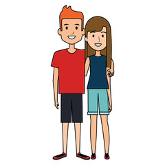 lovers couple avatars characters vector illustration design