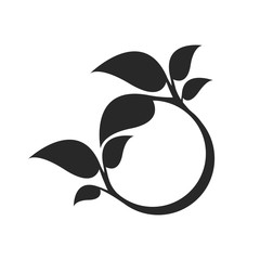 Simple vegetable frame template with leaves. Organic leaf logo template.