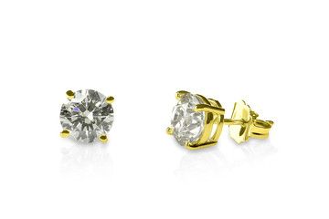 Yellow Gold Beautiful diamond stud solitaire earrings