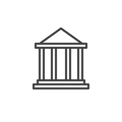 Bank building line icon, outline vector sign, linear style pictogram isolated on white. Courthouse symbol, logo illustration. Editable stroke