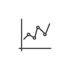 Business graph and chart line icon, outline vector sign, linear style pictogram isolated on white. Statistic diagram symbol, logo illustration. Editable stroke