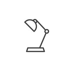 Desk lamp line icon, outline vector sign, linear style pictogram isolated on white. Tabletop lamp symbol, logo illustration. Editable stroke