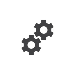 Cog wheels icon vector, filled flat sign, solid pictogram isolated on white. Gear, settings, preferences symbol, logo illustration.