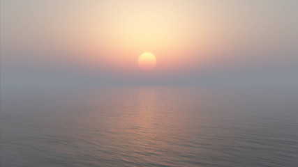 Obraz premium Sunset or sunrise 3D illustration, natural background