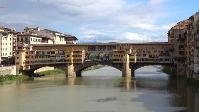The view of the Golden bridge, september day. Florence, Italy