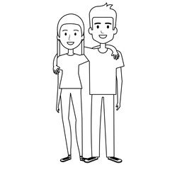 lovers couple avatars characters vector illustration design