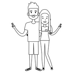 lovers couple avatars characters vector illustration design