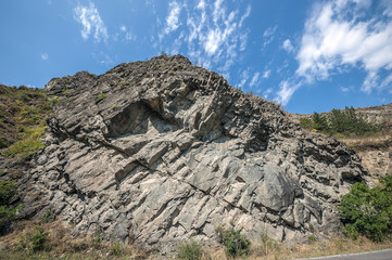 Rocky canyon of the river Kura in the Vardzia region/Georgia. The road from Akhaltsikhe to Vardzia runs along the beautiful rocky canyon of the Kura River. © seregayu