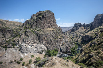 Rocky canyon of the river Kura in the Vardzia region/