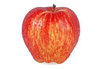 Red apple with water drops isolated on white background