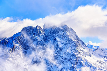 Winter landscape with view to the Zugspitze