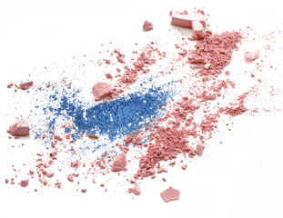 Pink and blue crushed cosmetic powder