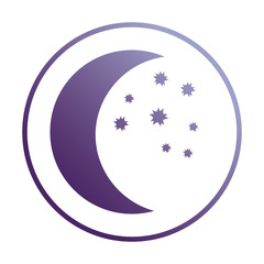 half moon icon over white background vector illustration