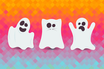 Obraz premium Set of cute Halloween ghost. Happy Halloween card