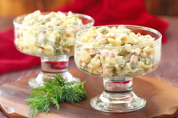 Russian traditional salad Olivier