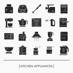 Collection of kitchen appliances icons