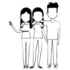 group of persons avatars characters vector illustration design