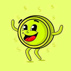 funny cartoon coin design character.vector illustration
