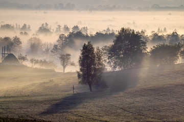misty autumn morning over the valley