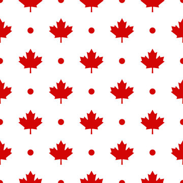 Canada Maple Leaf Seamless Pattern Background, Vector illustration