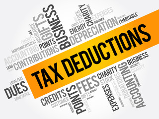 Tax Deductions word cloud collage, business concept background