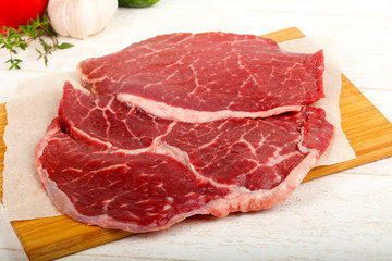 Raw beef steak