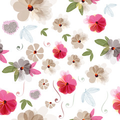 Beautiful floral illustration  with field summer flowers