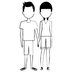lovers couple avatars characters vector illustration design