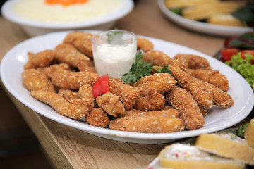 Fried chicken wings breaded crispy