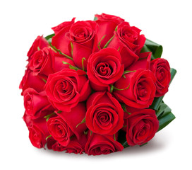 round bouquet of red roses