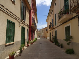 Colorful alley in Alcudia, Mallorca