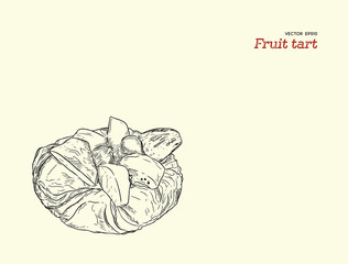 mix fruit tart pastry vector.