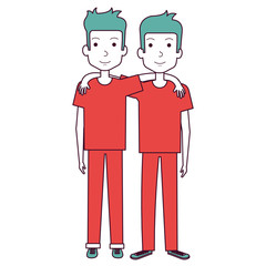 couple of male friends avatars vector illustration design