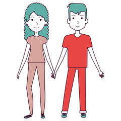 lovers couple avatars characters vector illustration design