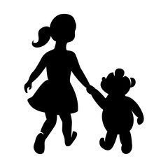 Children's logo, girl with a bear holding hands