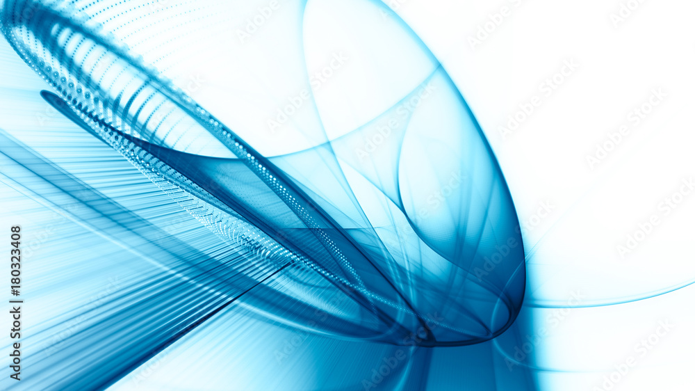 Poster abstract blue and white background. fractal graphics series. three-dimensional composition of dots, 