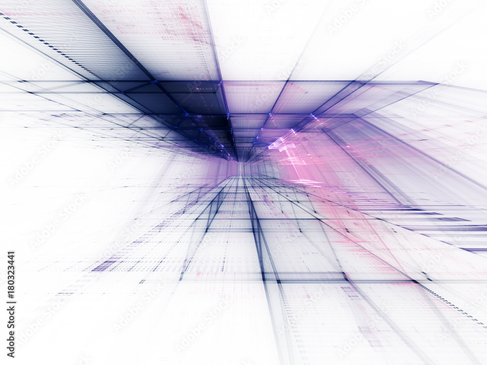 Poster abstract violet background element on white. perspective composition of grids and matrix patterns. d