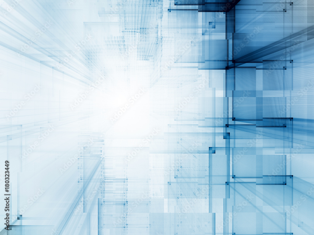 Poster abstract blue toned background element on white. frame composition of grids and matrix patterns. det