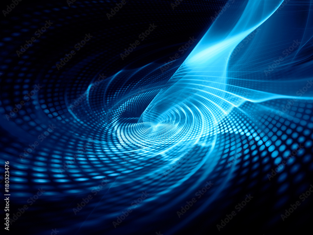 Poster abstract blue background element on black. fractal graphics. three-dimensional composition of glowin