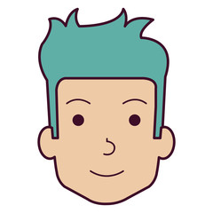 young man head avatar character vector illustration design