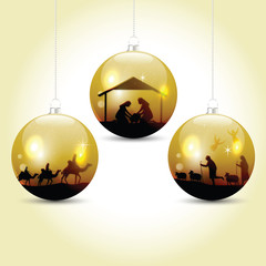 Christmas balls with nativity scene