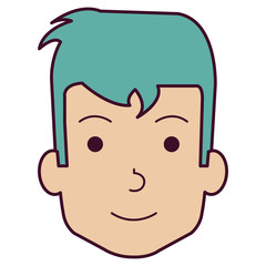 young man head avatar character vector illustration design