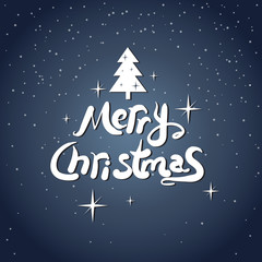 Merry Christmas Icon Calligraphic Text Design Holiday Postcard Decoration Vector Illustraion