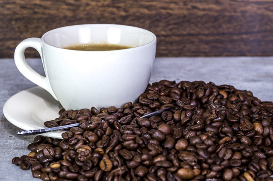 cup of coffeebeans