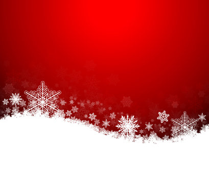Christmas red background with snowflakes